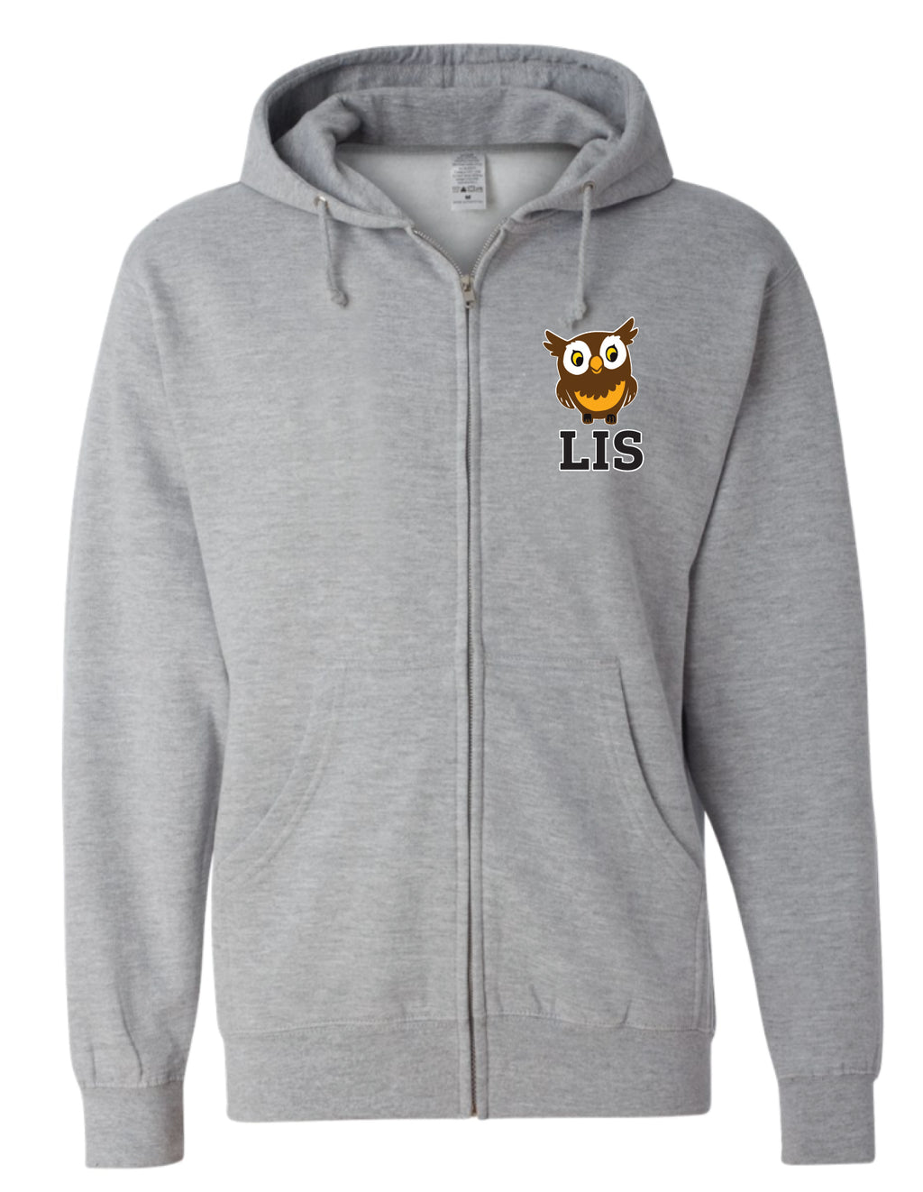 LIS Gray Full-Zip Owl Hoodie - Adult Unisex and Youth