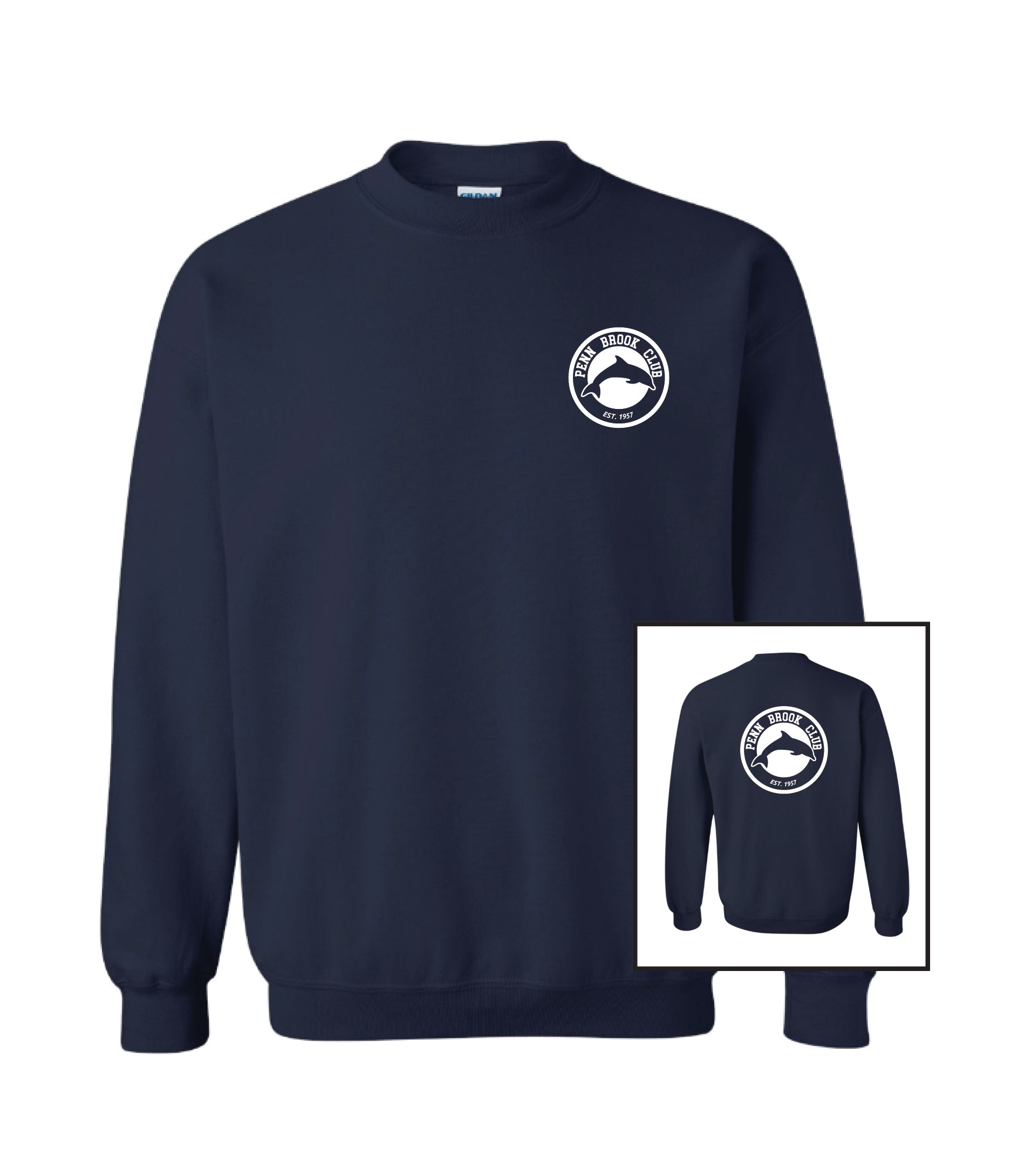 Penn Brook Navy Crewneck Sweatshirt - Adult Unisex and Youth