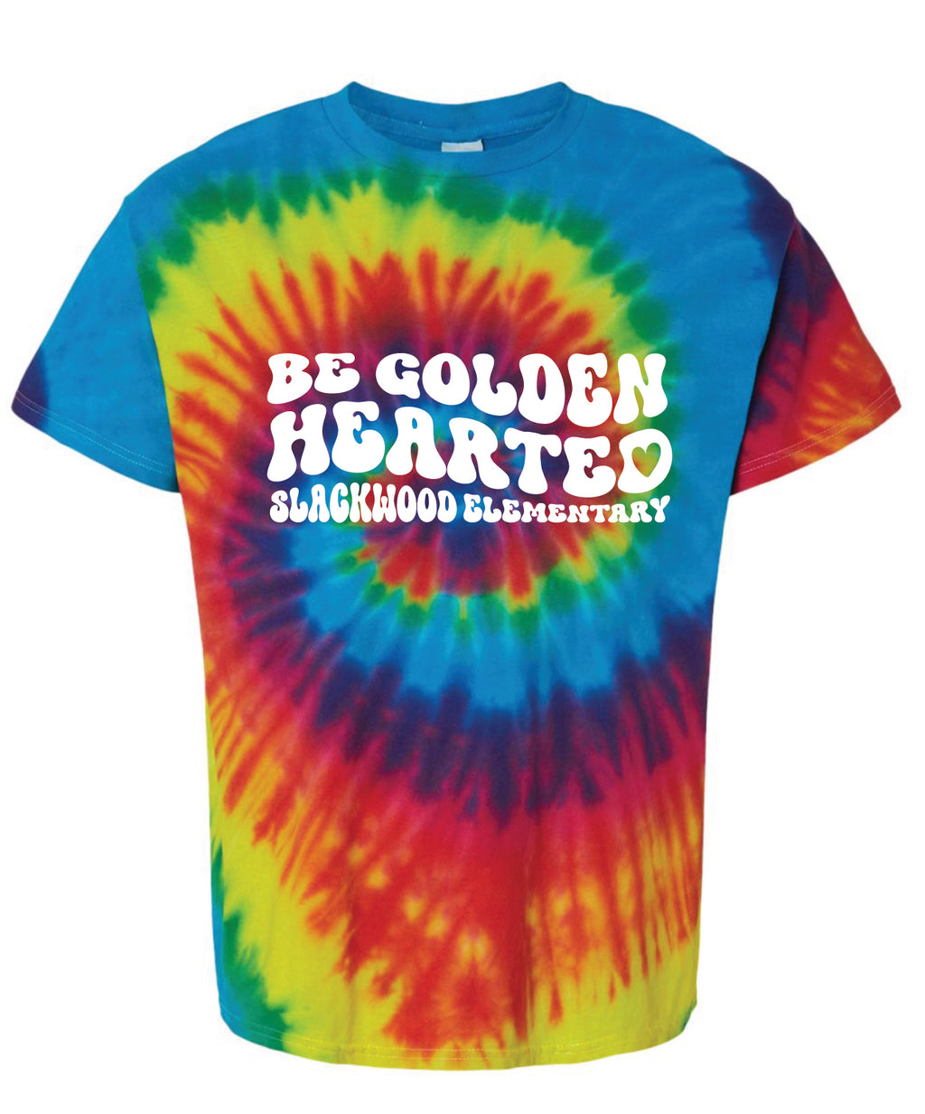 Slackwood Be Golden Hearted Rainbow Tie-Dye T-Shirt- Adult Unisex and Youth