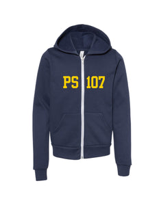 PS107 Navy Full Zip Hoodie- Adult Unisex and Youth