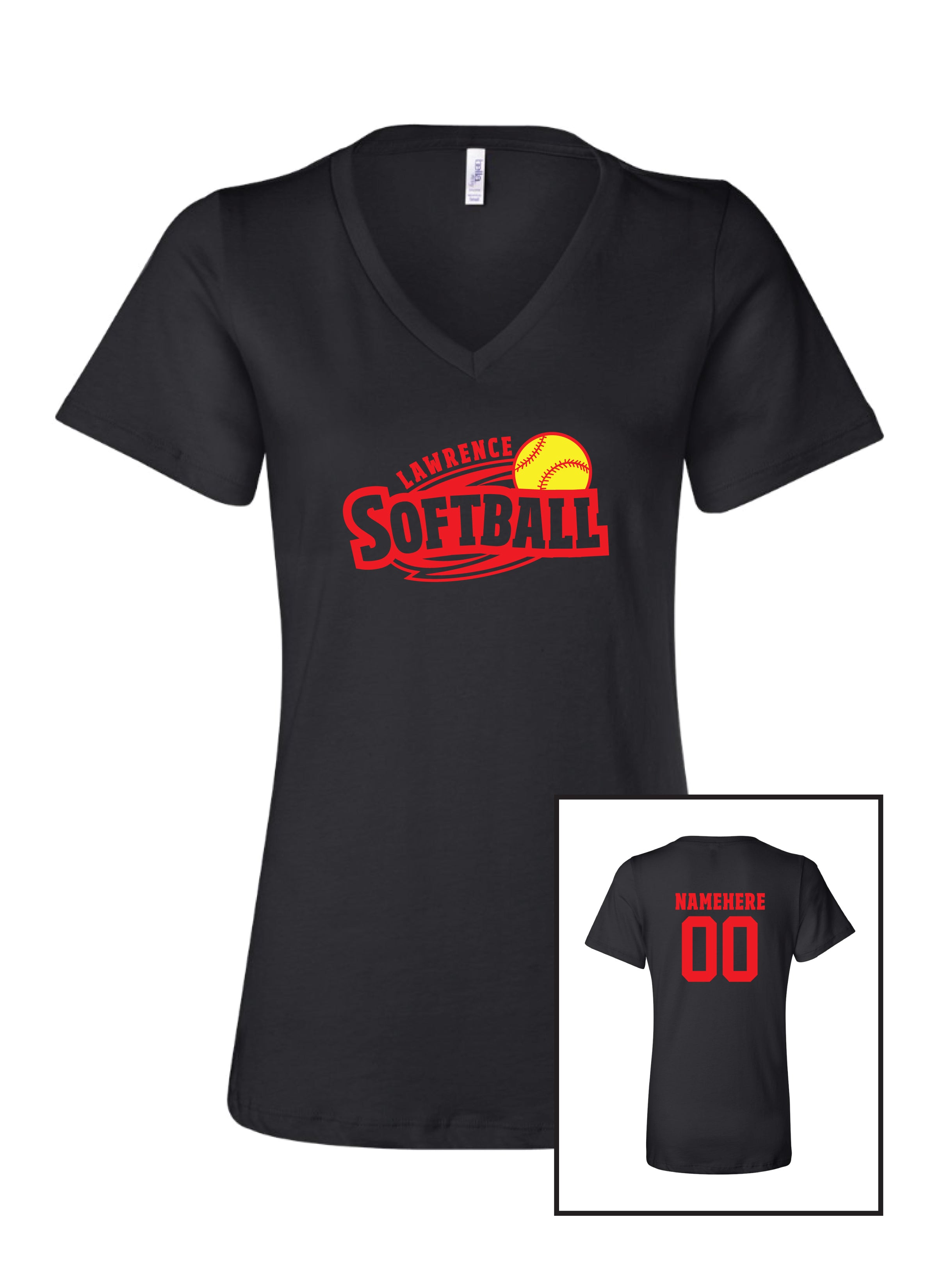 Lawrence Softball Women's V Neck Cotton T-Shirt